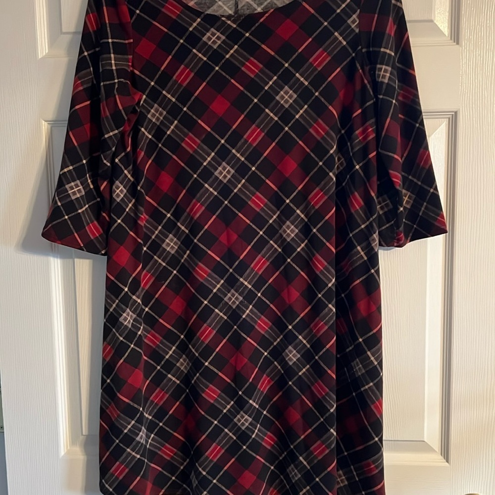 Red and black checkered dress